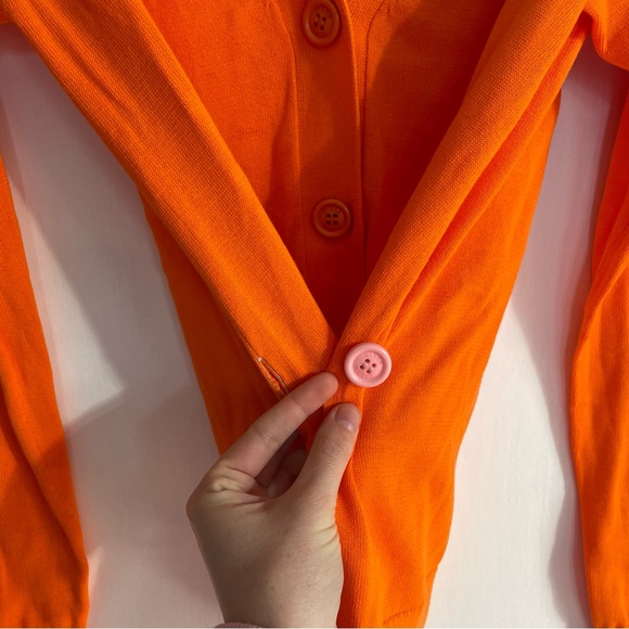 Wear Cissa The Wrap Cardigan Bright Orange 12g 100% Cotton Sweater Womens XS/S - Picture 7 of 13